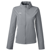 Under Armour Women's Rival Stretch Jacket, Mod Grey / White / White, Front view