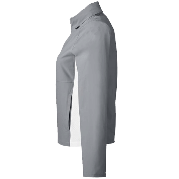 Under Armour Women's Rival Stretch Jacket, Mod Grey / White / White, Left Sleeve view