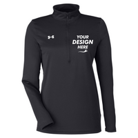 Under Armour Women's Team Tech™ Half-Zip Pullover, Black / White, Front view, Mockup