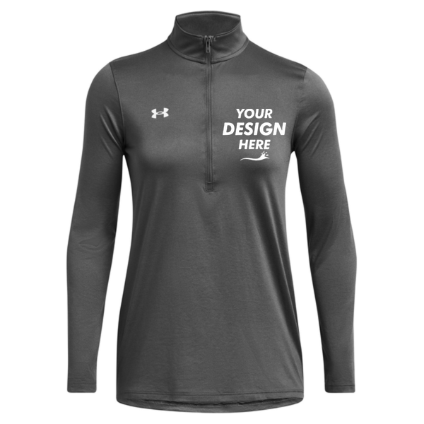 Under Armour Women's Team Tech™ Half-Zip Pullover, Castlerock / White, Front view, Mockup