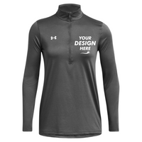Under Armour Women's Team Tech™ Half-Zip Pullover, Castlerock / White, Front view, Mockup