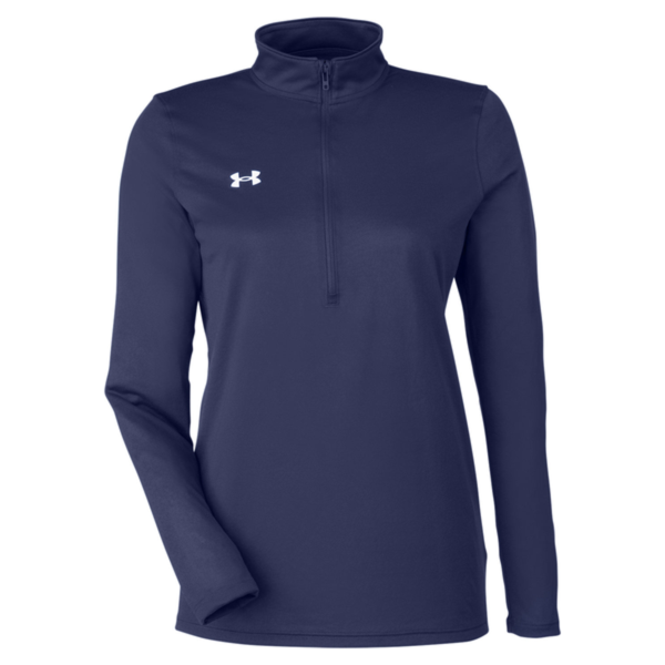 Under Armour Women's Team Tech™ Half-Zip Pullover, Midnight Navy / White, Front view