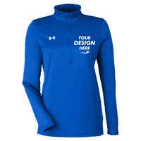 Under Armour Women's Team Tech™ Half-Zip Pullover, Royal / White, Front view, Mockup