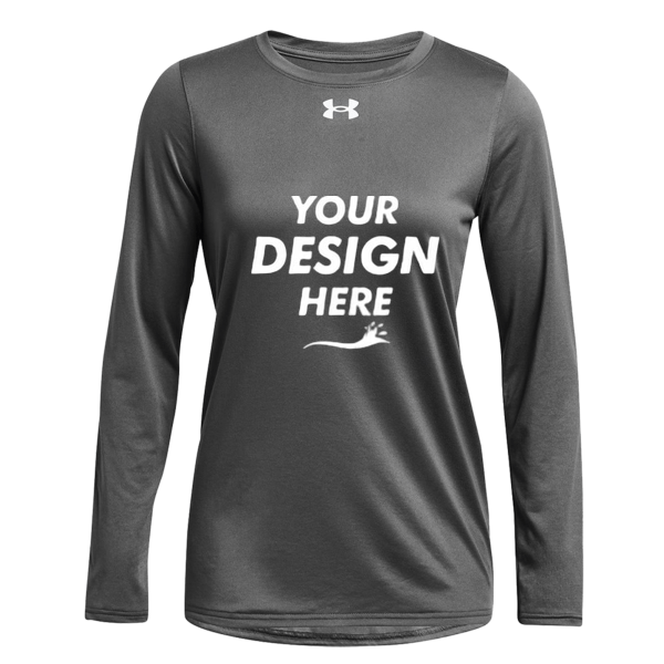 Under Armour Women's Team Tech™ Long Sleeve T-Shirt, Castlerock / White, Front view, Mockup