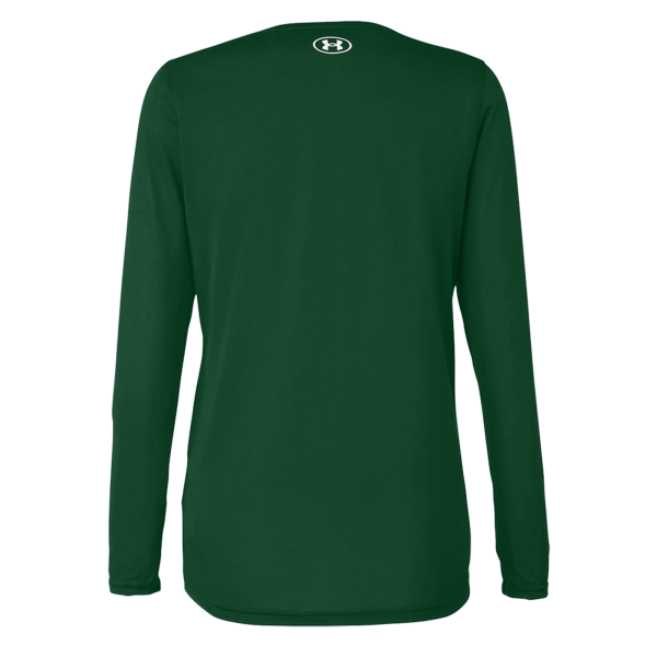 Under Armour Women's Team Tech™ Long Sleeve T-Shirt, Forest Green / White, Back view