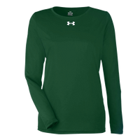 Under Armour Women's Team Tech™ Long Sleeve T-Shirt, Forest Green / White, Front view