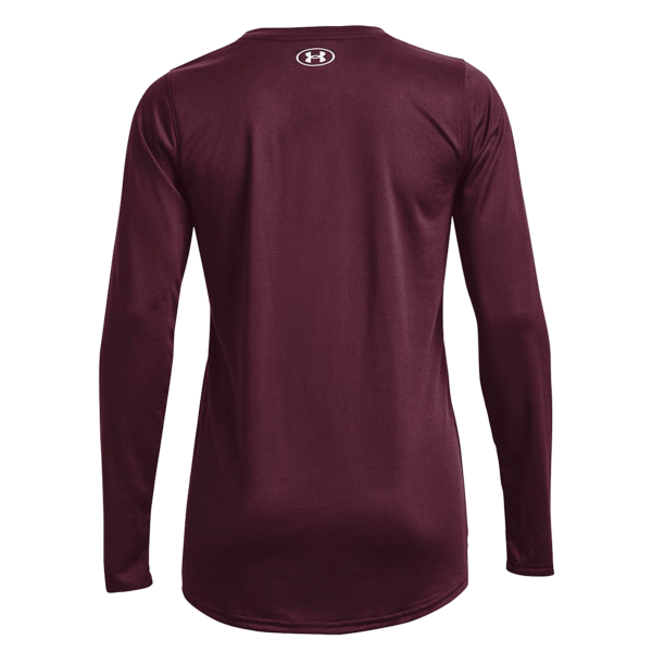Under Armour Women's Team Tech™ Long Sleeve T-Shirt, Maroon / White, Back view