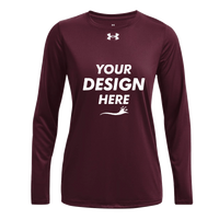 Under Armour Women's Team Tech™ Long Sleeve T-Shirt, Maroon / White, Front view, Mockup