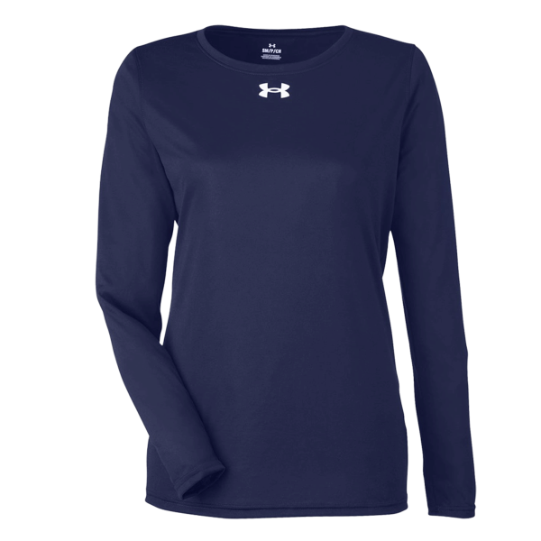Under Armour Women's Team Tech™ Long Sleeve T-Shirt, Midnight Navy / White, Front view