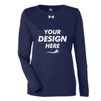 Under Armour Women's Team Tech™ Long Sleeve T-Shirt, Midnight Navy / White, Front view, Mockup