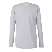 Under Armour Women's Team Tech™ Long Sleeve T-Shirt, Mod Grey Light Heather / White, Back view