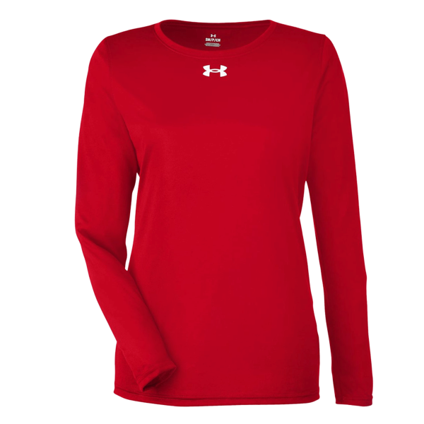 Under Armour Women's Team Tech™ Long Sleeve T-Shirt, Red / White, Front view