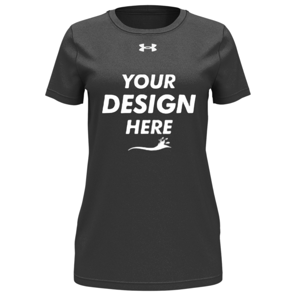 Under Armour Women's Team Tech™ T-Shirt, Black / White, Front view, Mockup