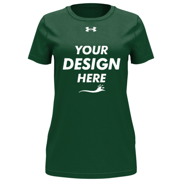 Under Armour Women's Team Tech™ T-Shirt, Forest Green / White, Front view, Mockup