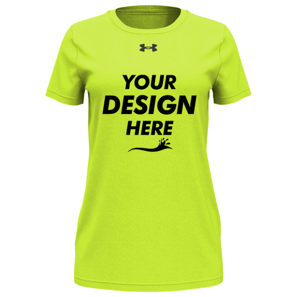 Under Armour Women's Team Tech™ T-Shirt, High-Vis Yellow / Black, Front view, Mockup