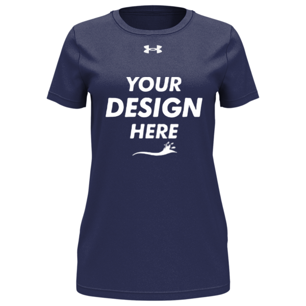 Under Armour Women's Team Tech™ T-Shirt, Midnight Navy / White, Front view, Mockup
