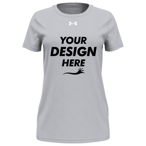 Under Armour Women's Team Tech™ T-Shirt, Mod Grey Light Heather / White, Front view, Mockup