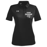 Under Armour Women's Tech™ Polo, Black / White, Front view, Mockup