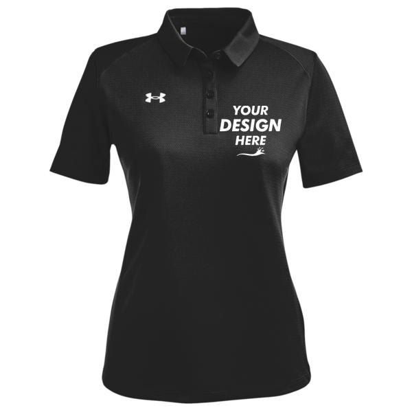 Under Armour Women's Tech™ Polo, Black / White, Front view, Mockup