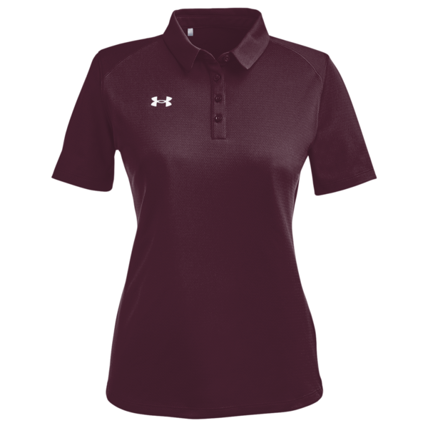 Under Armour Women's Tech™ Polo, Maroon / White, Front view