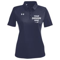 Under Armour Women's Tech™ Polo, Midnight Navy / White, Front view, Mockup
