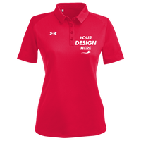 Under Armour Women's Tech™ Polo, Red / White, Front view, Mockup