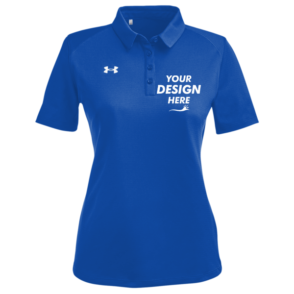 Under Armour Women's Tech™ Polo, Royal / White, Front view, Mockup