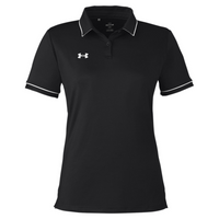Under Armour Women's Tipped Teams Performance Polo, Black / White, Front view