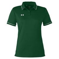 Under Armour Women's Tipped Teams Performance Polo, Forest Green / White, Front view