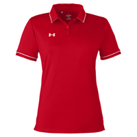 Under Armour Women's Tipped Teams Performance Polo, Red / White, Front view