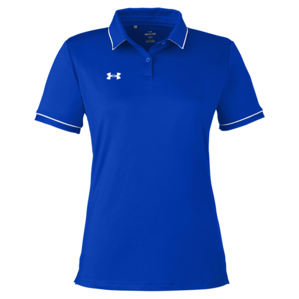 Under Armour Women's Tipped Teams Performance Polo, Royal / White, Front view