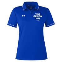 Under Armour Women's Tipped Teams Performance Polo, Royal / White, Front view, Mockup