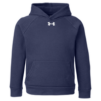 Under Armour Youth Rival Fleece Hooded Sweatshirt, Midnight Navy / White, Front view
