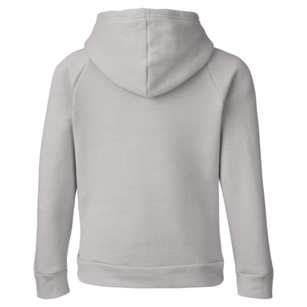 Under Armour Youth Rival Fleece Hooded Sweatshirt, Mod Grey Light Heather / White, Back view