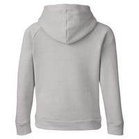 Under Armour Youth Rival Fleece Hooded Sweatshirt, Mod Grey Light Heather / White, Back view