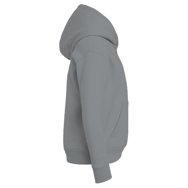 Under Armour Youth Rival Fleece Hooded Sweatshirt, Mod Grey Light Heather / White, Right Sleeve view