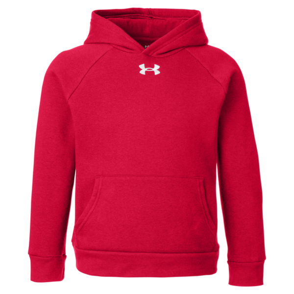 Under Armour Youth Rival Fleece Hooded Sweatshirt, Red / White, Front view