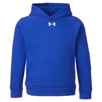 Under Armour Youth Rival Fleece Hooded Sweatshirt, Royal / White, Front view
