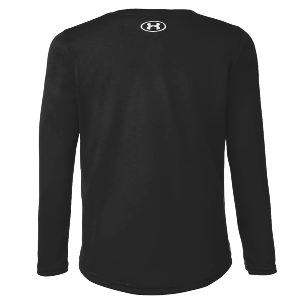 Under Armour Youth Tech™ Team Long Sleeve T-Shirt, Black / White, Back view