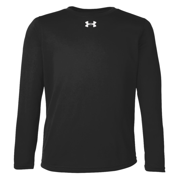 Under Armour Youth Tech™ Team Long Sleeve T-Shirt, Black / White, Front view