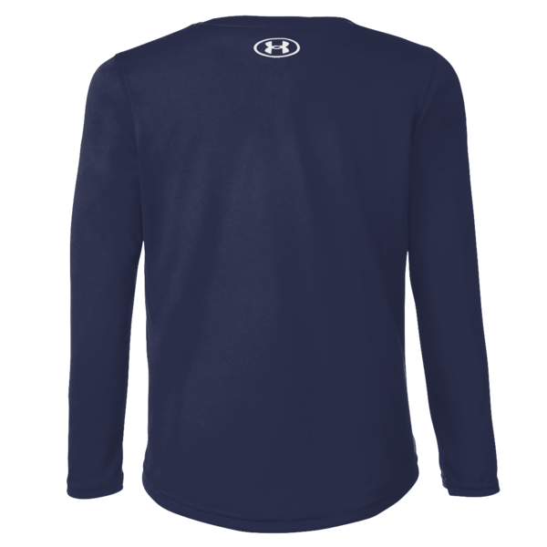 Under Armour Youth Tech™ Team Long Sleeve T-Shirt, Midnight Navy / White, Back view