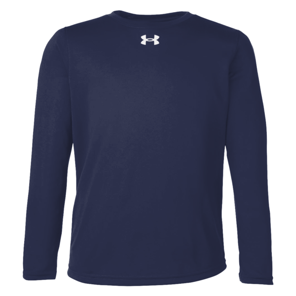 Under Armour Youth Tech™ Team Long Sleeve T-Shirt, Midnight Navy / White, Front view