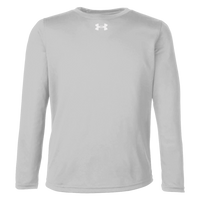 Under Armour Youth Tech™ Team Long Sleeve T-Shirt, Mod Grey Light Heather / White, Front view
