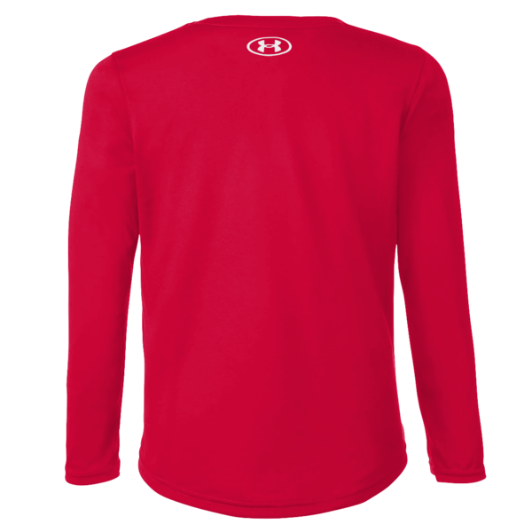 Under Armour Youth Tech™ Team Long Sleeve T-Shirt, Red / White, Back view