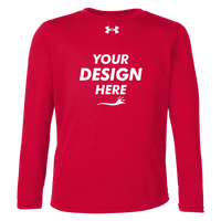 Under Armour Youth Tech™ Team Long Sleeve T-Shirt, Red / White, Front view, Mockup