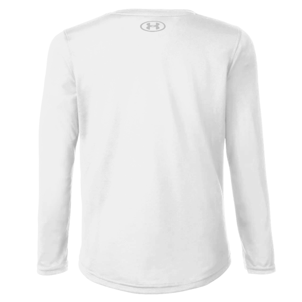 Under Armour Youth Tech™ Team Long Sleeve T-Shirt, White / Mod Grey, Back view