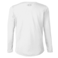 Under Armour Youth Tech™ Team Long Sleeve T-Shirt, White / Mod Grey, Back view