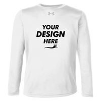 Under Armour Youth Tech™ Team Long Sleeve T-Shirt, White / Mod Grey, Front view, Mockup