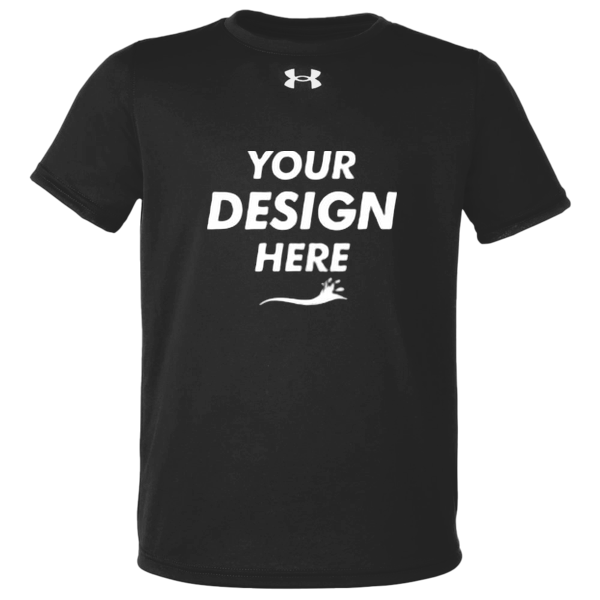 Under Armour Youth Tech™ Team T-Shirt, Black / White, Front view, Mockup
