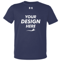 Under Armour Youth Tech™ Team T-Shirt, Midnight Navy / White, Front view, Mockup